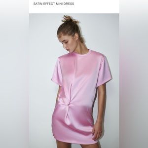 Zara satin effect dress- bubblegum pink